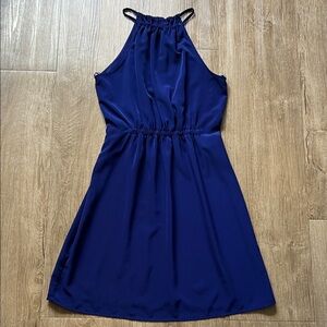 Zara Women’s Elegant Royal Blue Fit & Flare Halter Dress Size Medium